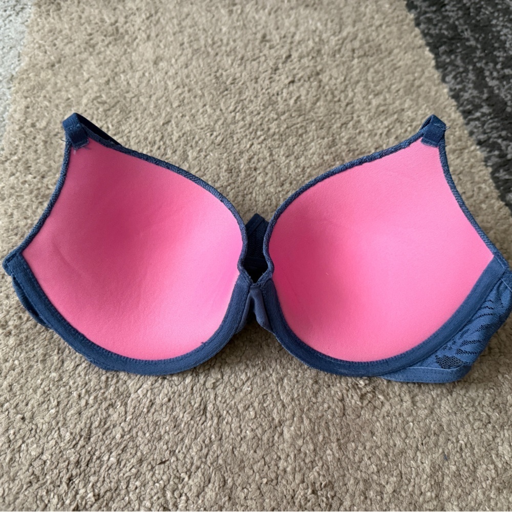 PINK Victoria's Secret Blue Racerback Pushup Bra - 32D - Picture 4 of 7